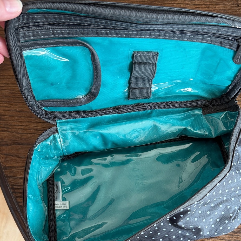 Thirty-One Black Polka Dot Travel Makeup Organizer Pouch - Picture 2 of 3